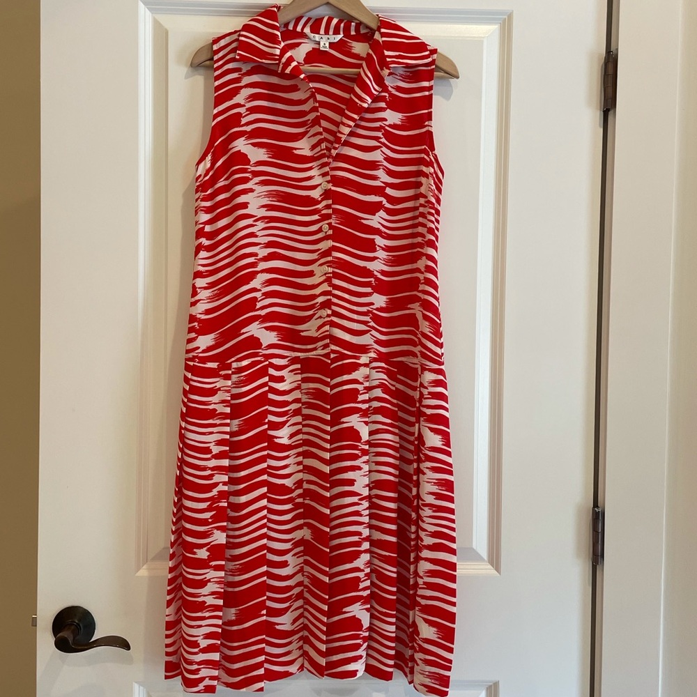 CAbi Red and White Halter Sundress Midi